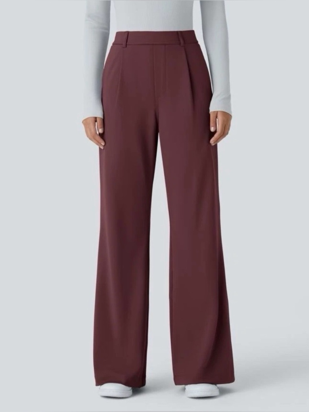 Halara Burgundy Pull On Halo Tek Air Pants Wide Leg Stretch Size Medium